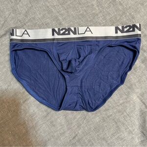 N2N Bodywear Blue Rayon Logo Pouch Briefs Size Large NWT
